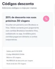 20% OFF em uma corrida no Cabify