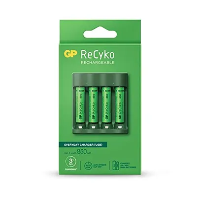 Carregador USB Recyko Everyday (B421) com 4 Pilhas AAA 850mAh GP Batteries