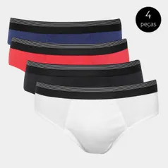 Kit Cueca Slip UNW Elástico Listras 4 Peças - R$18