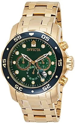 Invicta Relógio cronógrafo masculino Pro Diver Collection, Ouro e verde, 48mm, Cronógrafo