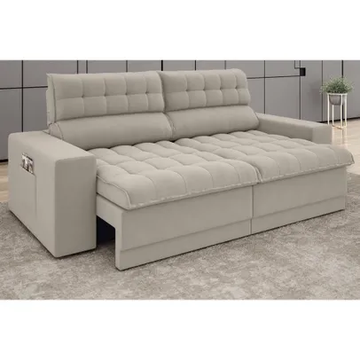 [Com Cashback Pelando R$ 931] Sofá Omega 2,00m Assento Retrátil e Reclinável Velosuede Areia - netsofas