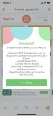 [usuários selecionados] 50% de cashback em compras acima de R$300