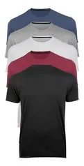 Kit 5 Camisetas Masculinas Básica Lisa Algodão 30.1 Premium