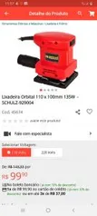 Lixadeira Orbital 110V 100mm 135W SCHULZ-929004 R$100