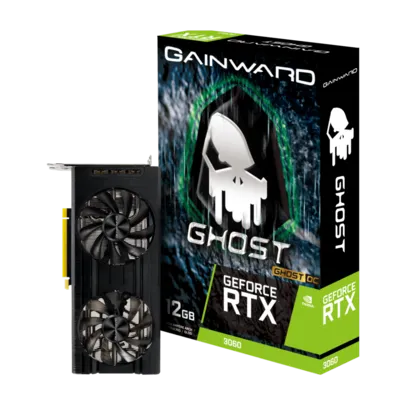 Placa de Vídeo Gainward GeForce RTX 3060 Ghost OC, LHR, 12GB, GDDR6, DLSS, Ray Tracing, NE63060T19K9