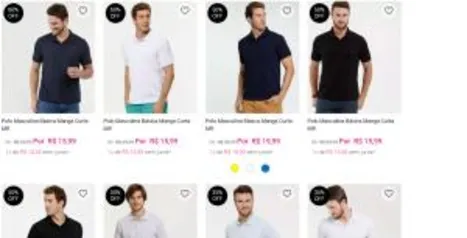 Seleção de Camisas Polos a partir de R$ 15,99.