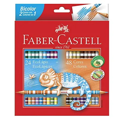 Lápis de Cor Ecolápis Bicolor 24 Lápis/48 Cores Faber Castell