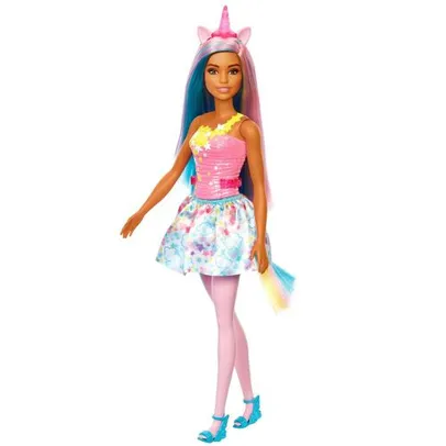 [R$23,99 Mundo Super Caç] Barbie Boneca Unicórnio Chifre Rosa - Hgr21 - Mattel