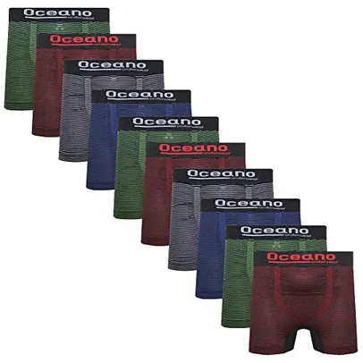 Kit 10 Cueca Boxer Microfibra Box Sortida Ocean (GG)