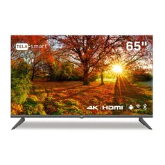 Smart TV 65 hq 4K com Conversor Digital externo 3 hdmi 2 USB wi-fi Design Slim e tela Frameless