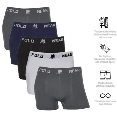 Kit 5 Cuecas Boxer Polo Wear Lisa Microfibra