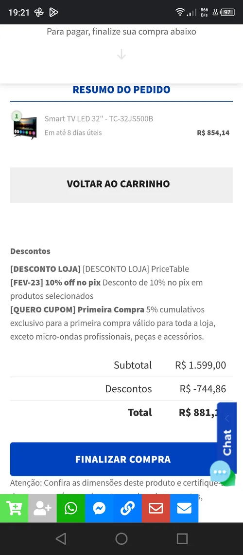 Imagem na descrição da promoção