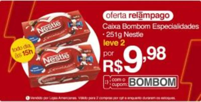 2 Caixas de bombom Especialidades Nestlé 251g | R$10