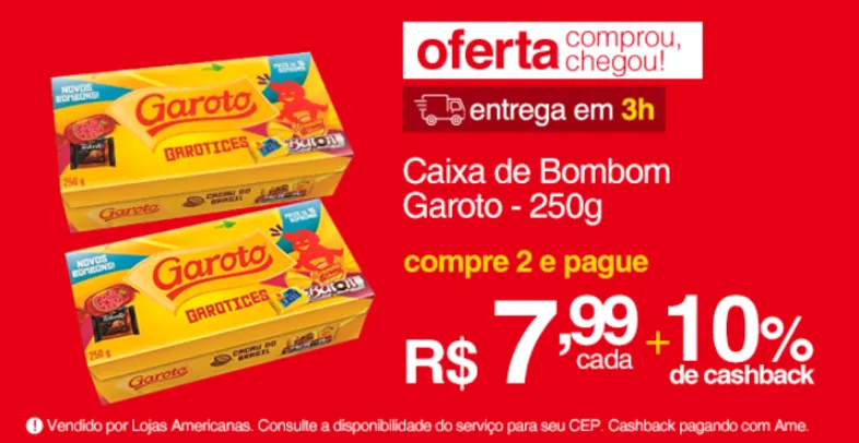 [Compre 2!/Com AME R$7 cada] Caixa de bombons Garoto 250G