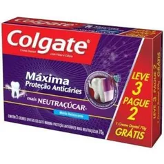 Creme Dental Colgate Máxima Proteção Anticáries Neutraçúcar 70g Leve 3 Pague 2