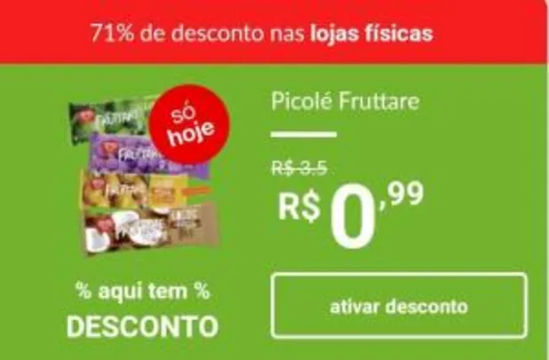 (Retirar na loja) Picolé frutare - R$1