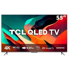 Smart TV Qled 55 4V TCL C635 Google TV, 120 Hz-dlg, Dolby Vision E Atmos, Onkyo, Comando De Voz 