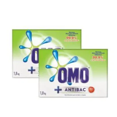 [Cartão Americanas] Kit Sabão Em Pó Omo Antibacteriano 1.8kg 40 Porcento Na 2 Unidade - R$17