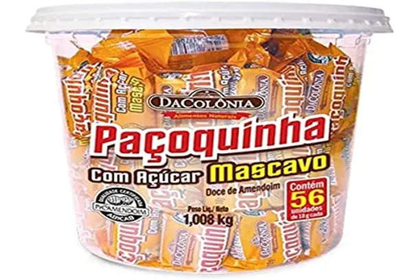 [Prime] 1 KG Paçoca Rolha C/ Açucar Mascavo Pote C/56 Und Dacolonia