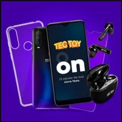 Smartphone Tectoy On, 128GB, RAM 4GB, Octa-Core, Câmera Tripla 48MP, Azul Camaleão, Fone de Ouvido Bluetooth + Película e Capa Protetora