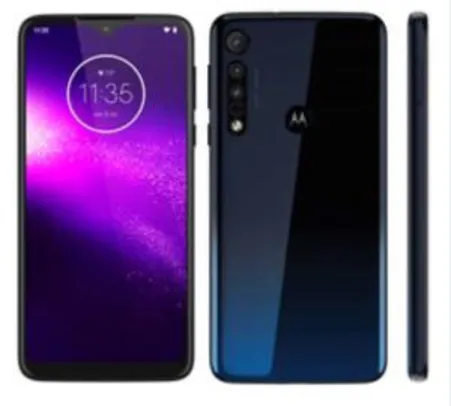 Motorola One Macro Azul Espacial 64GB, Tela Max Vision de 6.2” HD+, Câmera Traseira Tripla, Android 9.0 e Processador Octa-Core R$1199