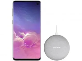 Smartphone Samsung Galaxy S10 128GB Preto 4G - 8GB RAM Tela 6,1” + Google Nest Mini Cinza | R$2.700