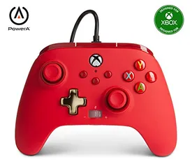 Controle PowerA Enhanced Wired Controller for Xbox - Red, Gamepad, Wired Video Game Controller, Gaming Contro