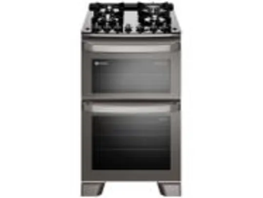 [APP - Cliente Ouro] 110v Fogão 4 Bocas Electrolux Prata Mesa de Vidro Duplo Forno com Timer FE4DC