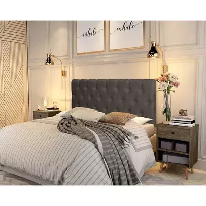 Painel Cabeceira Paris Casal para Cama Box 1,38 Suede Marrom