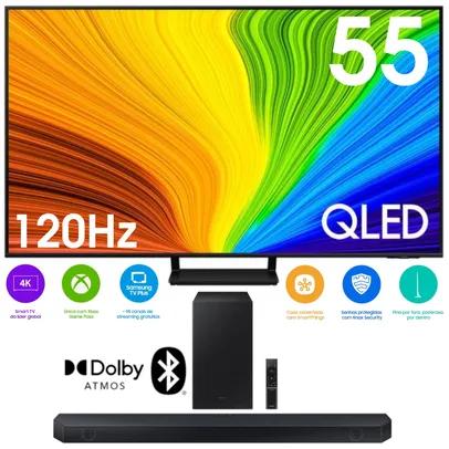 [APP] COMBO: Samsung Smart TV 55 Polegadas 120Hz QLED 4K 55Q70D 2024 + Soundbar HW-Q600C Dolby Atmos + DTS:X