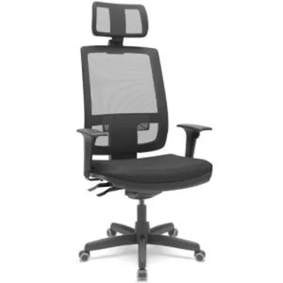 (AME + cupom) Cadeira Presidente Brizza Apoio Cabeça Braço 3D assento couro - Plaxmetal | R$680