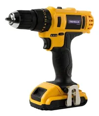 Furadeira elétrica de impacto e parafusadeira Trevalla TL-FME-P01-4 sem fio 1300rpm amarelo/preto 12V com maleta de transporte