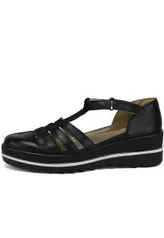 Sandália FlatForm Rebento Couro Preto R$14