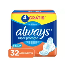  Absorvente Always Super Proteção Seca c/32uni | Leve3, Pague2 (R$7,87 unid)