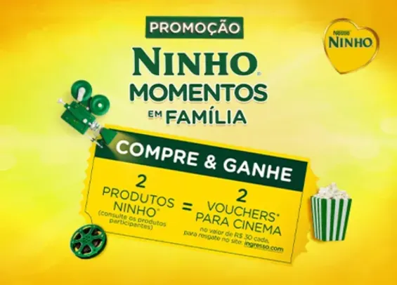 NINHO® Momentos em Família: Compre 2 Produtos Ninho e Ganhe 2 Vouchers para Cinema