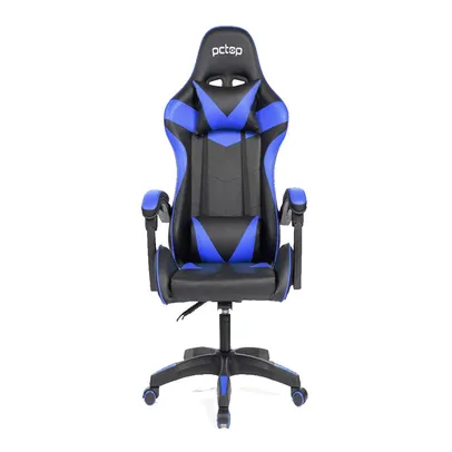 Cadeira Gamer PCTOP Strike. Preta e Azul, Reclinável | R$ 697