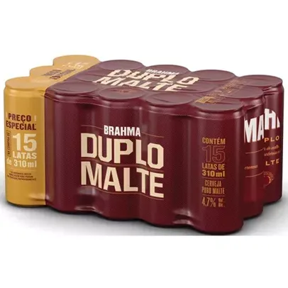  Pack Cerveja Pilsner Duplo Malte Brahma Lata 15 Unidades 310ml 