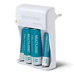 Carregador de Pilhas Multilaser AA/AAA + 2 Pilhas AA 2500Mah + 2 Pilhas AAA 1000Mah - CB045, turquoise, 83 x 59 x 55mm