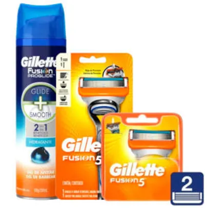 Kit Gillette Fusion5 com hidratante, duas cargas e aparelho