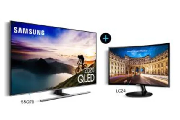 Saindo por R$ 5005: Smart TV QLED 4K Q70T 2020 55" + Monitor LED 24" - R$5005 | Pelando