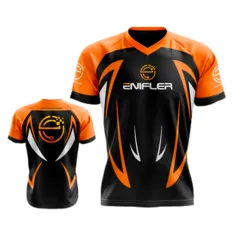 Camiseta Gamer Enifler, Dry-Fit, Laranja e Preto, Masculino Tamanho P e M