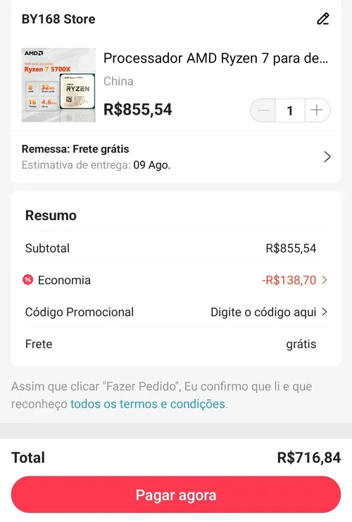 Imagem na descrição da promoção