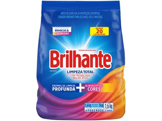 Sabão em Pó Concentrado Brilhante Limpeza Total - Refil 1,6kg 