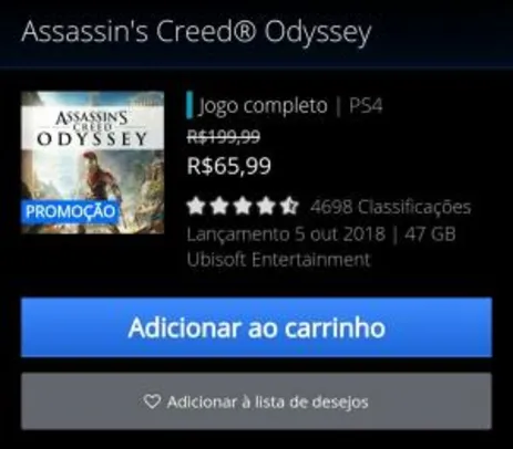 AC Odyssey desconto PS Plus R$66