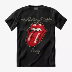 BAIXOU Camiseta The Rolling Stones - LANÇAMENTO 60 PLASTERED TONGUE - Preta LÍNGUA