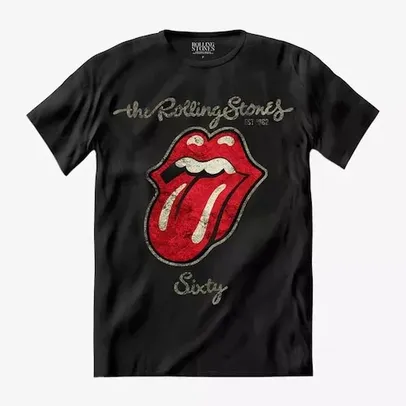 BAIXOU Camiseta The Rolling Stones - LANÇAMENTO 60 PLASTERED TONGUE - Preta LÍNGUA
