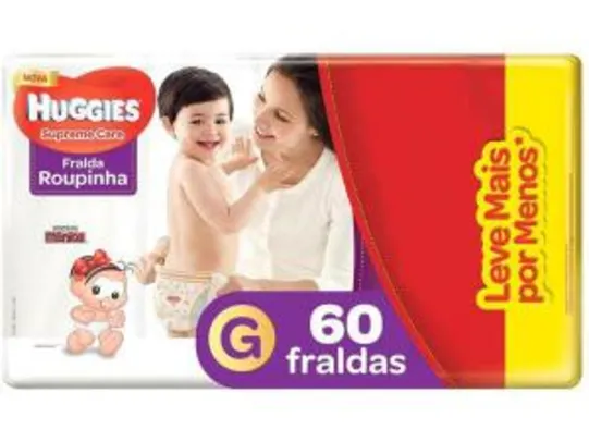 [APP] 2 x Pacotes Fraldas Huggies Turma da Mônica Supreme Care - Roupinha Tam. G 60 Unidades (120 fitas total)