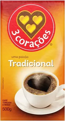 [Rec] Café torrado e moído 3 Corações Tradicional 500g vácuo