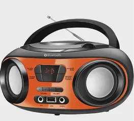 Rádio Bluetooth com cd fm 8WRMS USB Auxiliar Mondial Up BX-18 Preto com Laranja