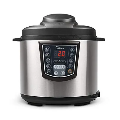 (APP) (Cartão Mastercard) Panela de Pressão Elétrica 6L Digital, Inox/Preto, Midea